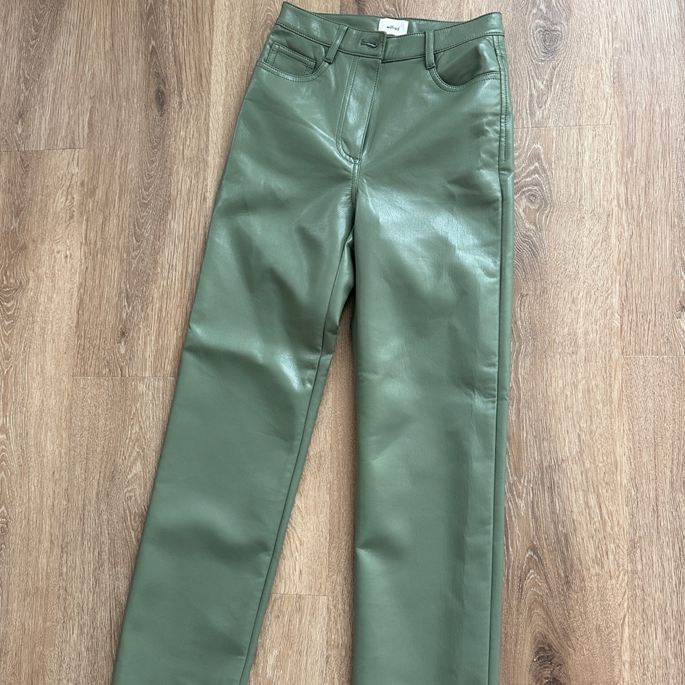 Aritzia Olive Green Straight Leg Pants - Picture 3 of 6